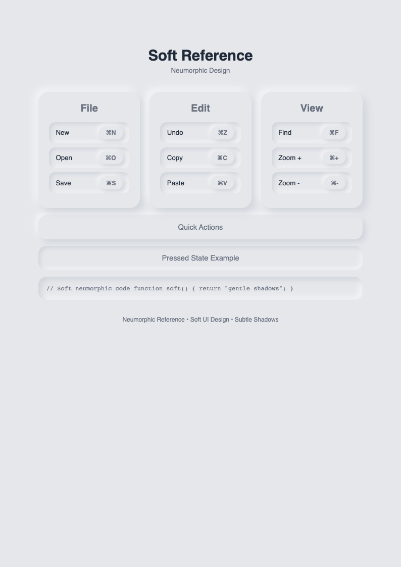 Neumorphic quick reference